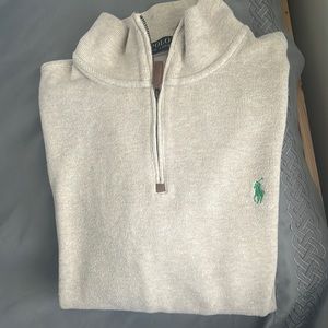 Polo Ralph Lauren Men's Tan Quarter Zip Long Sleeve Mock Neck Pullover Sz L